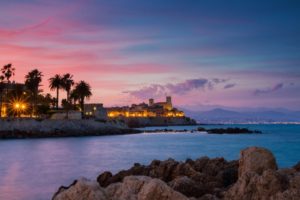 Seascape of Antibes at Sunset, Provence, France